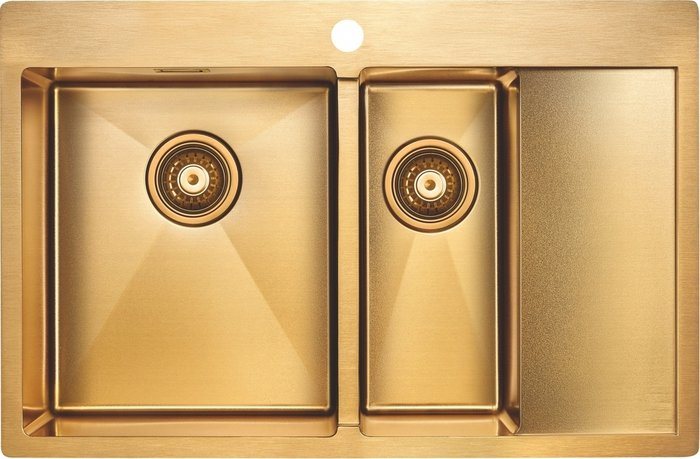 Кухонная мойка с правым крылом прямоугольная Paulmark Union 78х51 см золотого цвета   - купить Кухонные мойки по цене 58254.0