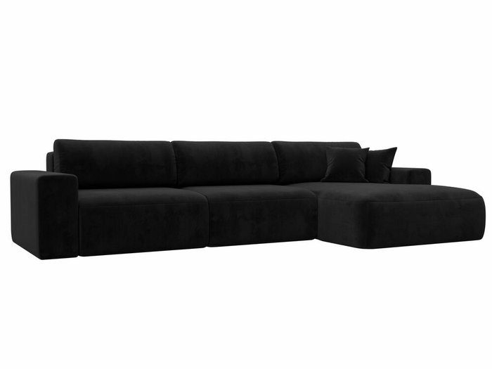 Угловой диван-кровать Лига 036 Классик Лонг черного цвета правый угол