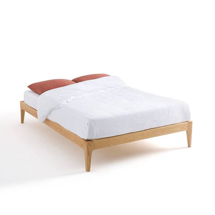 Кровать с кроватным основанием Agura 140x190 бежевого цвета