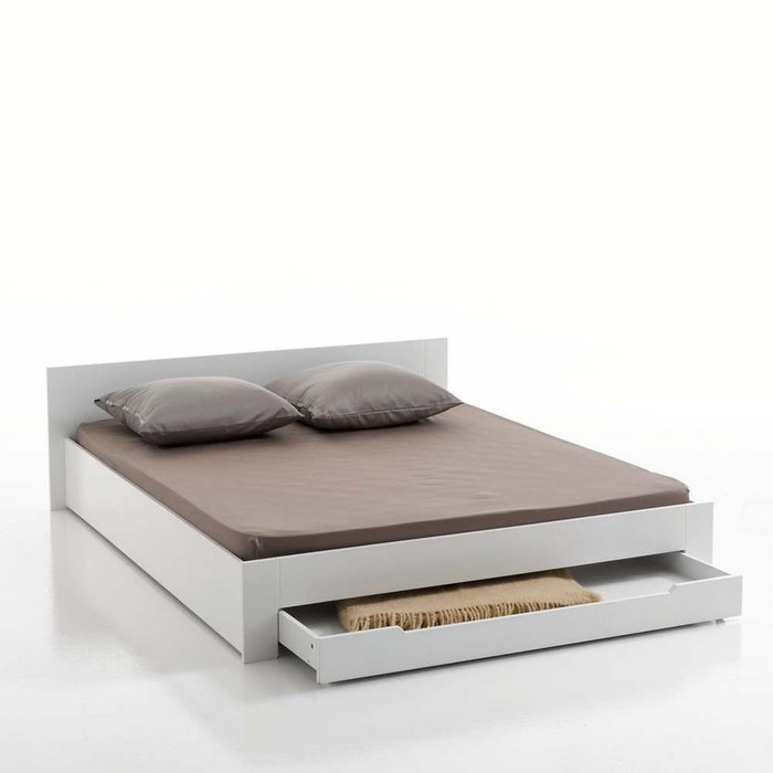 Кровать с кроватным основанием и ящиком Crawley 140х190 белого цвета - купить Кровати для спальни по цене 23094.0