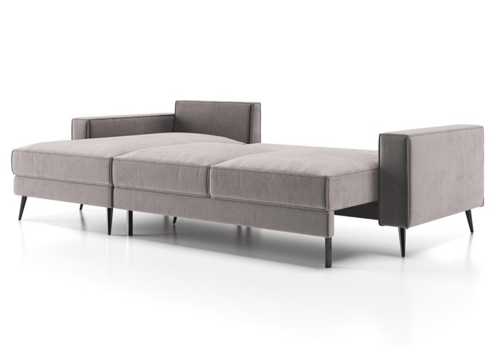 Угловой диван-кровать Мэдисон с оттоманкой коричнево-серого цвета - лучшие Угловые диваны в INMYROOM