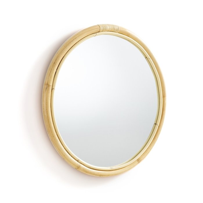 Настенное зеркало Nogu D160 в раме из ротанга бежевого цвета - купить Настенные зеркала по цене 7657.0
