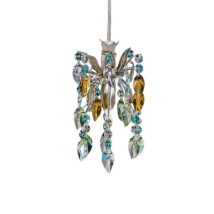 Подвесной светильник Lucienne Monique в виде цветка украшенного разноцветными хрустальными подвесками и кристаллами