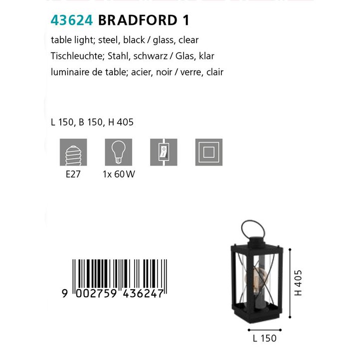Лампа настольная Bradford черного цвета - лучшие Настольные лампы в INMYROOM