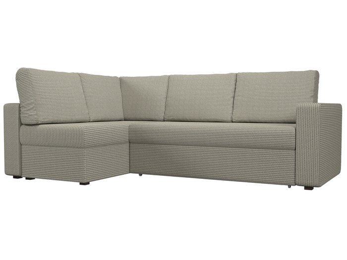 Угловой диван-кровать Оливер серо-бежевого цвета левый угол