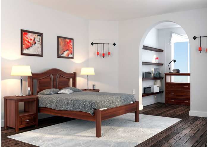 Кровать Авиньон из массива бука цвета орех 140х200 - купить Кровати для спальни по цене 32353.0