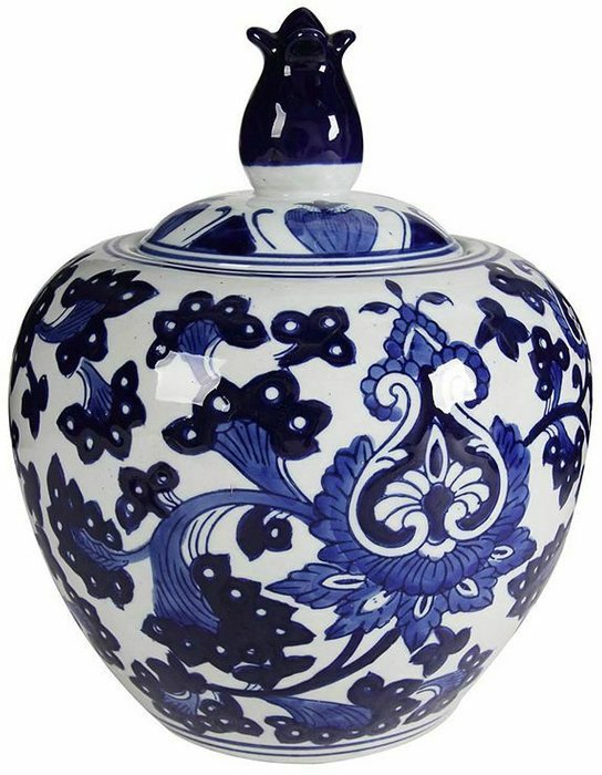 Фарфоровая ваза S бело-синего цвета