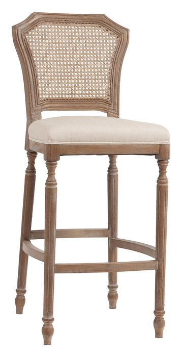 Барный стул Vintage French Nailhead Cane Back Кремовый Лен - купить Барные стулья по цене 54000.0