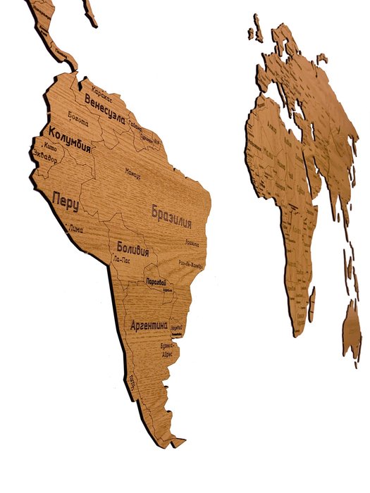 Деревянная карта Countries Rus с гравировкой цвета дуб - лучшие Декор стен в INMYROOM