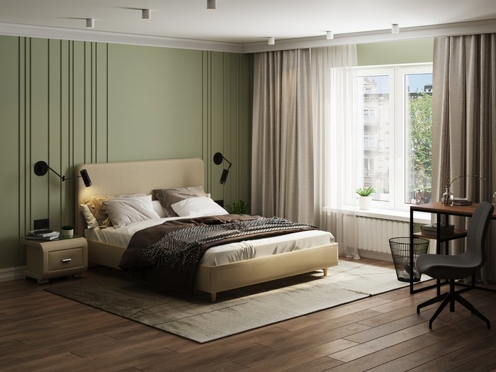Кровать Mia 160х200 светло-бежевого цвета - купить Кровати для спальни по цене 30950.0