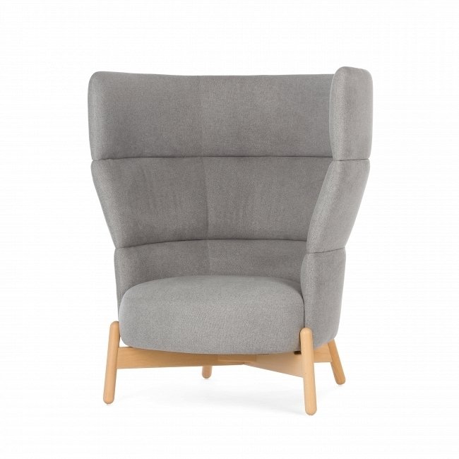 Кресло Wally High Wood серого цвета на деревянных ножках 