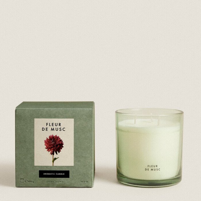 Ароматическая свеча Fleur de Musc бело-зеленого цвета Ароматическая свеча Fleur de Musc бело-зеленого цвета