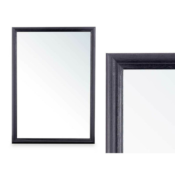Настенное зеркало LM35-4-11 Чёрный 50 x 70 x 50 cm Деревянный Прямоугольный - лучшие Настенные зеркала в INMYROOM