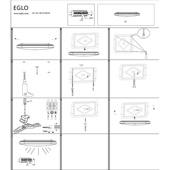 Светильник потолочный Eglo Frania 98447 - купить Потолочные светильники по цене 9690.0
