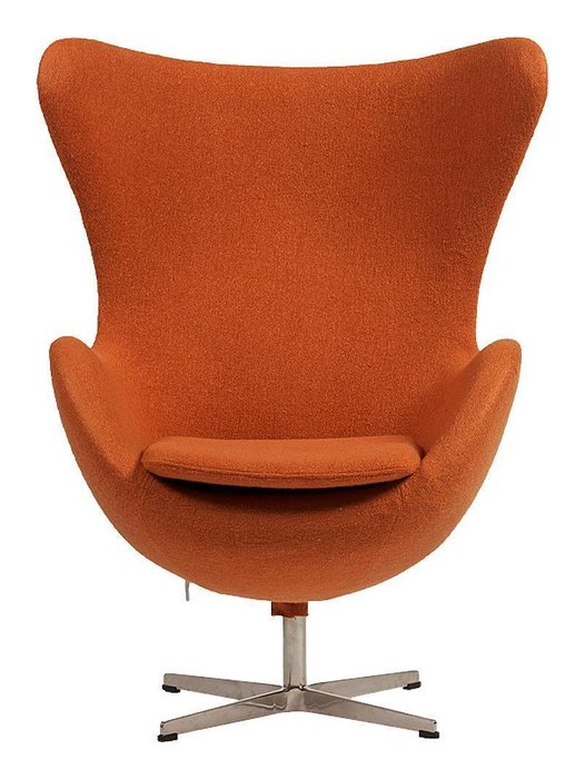 Кресло Egg Chair с кашемировой тканью оранжевого цвета  