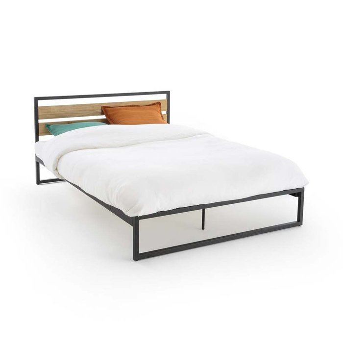 Кровать Hiba 140х190 черного цвета - купить Кровати для спальни по цене 21342.0