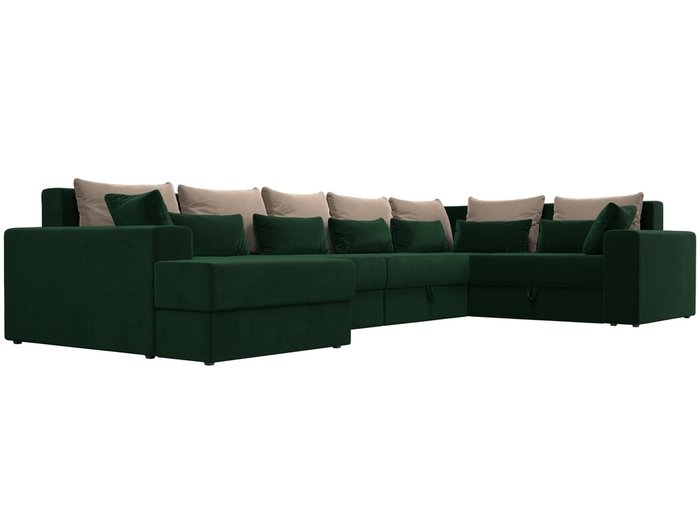 Угловой диван-кровать Мэдисон зелено-бежевого цвета - лучшие Угловые диваны в INMYROOM