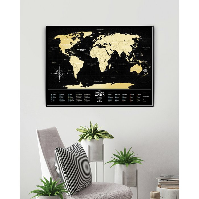 Карта travel map black world - лучшие Декор стен в INMYROOM