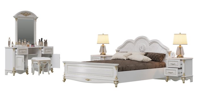 Спальня Да Винчи белого цвета - лучшие Спальные гарнитуры в INMYROOM