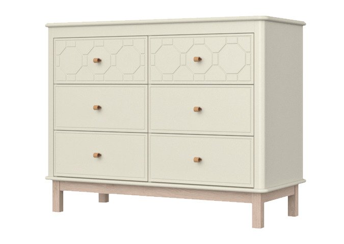 Комод Classic молочного цвета с фрезеровкой Мозаика