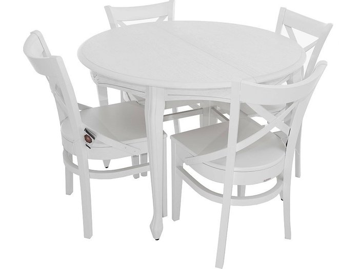 Обеденная группа из стола и четырех стульев белого цвета - купить Обеденные группы по цене 67137.0