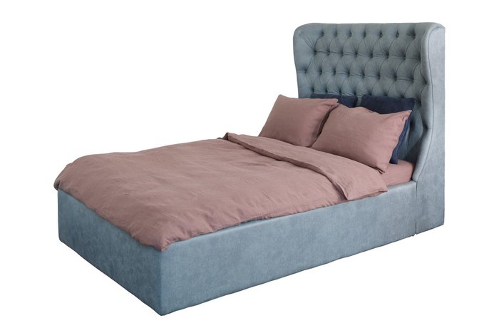 Кровать Amoryzo 140х200 с подъёмным механизмом серо-голубого цвета