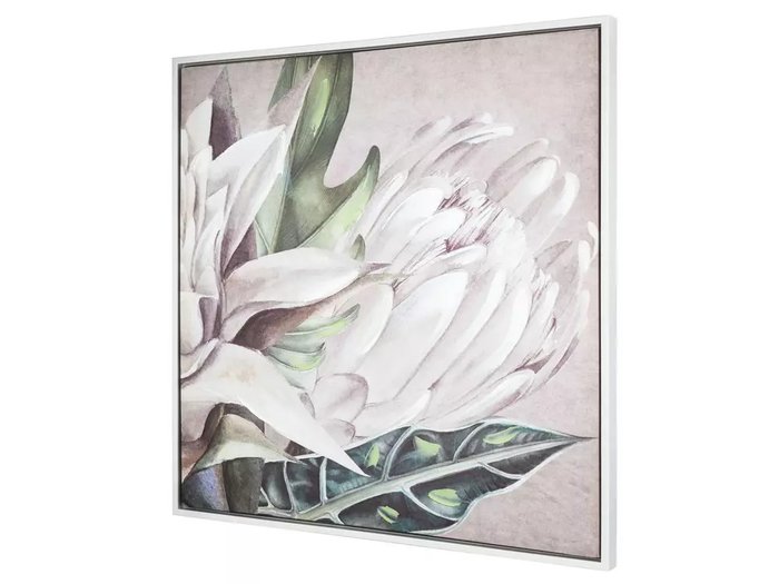 Картина Flowers 63х63 серо-бежевого цвета - купить Картины по цене 6290.0 Картина Flowers 63х63 серо-бежевого цвета - купить Картины по цене 6290.0
