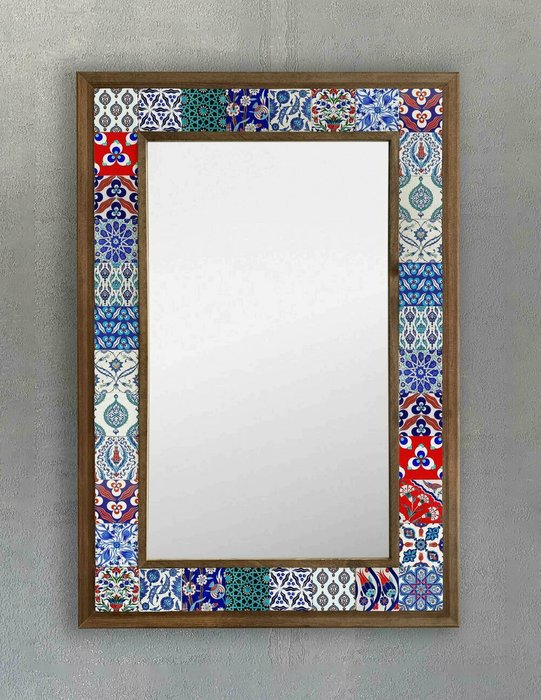 Настенное зеркало 43x63 с мозаикой из натурального камня - купить Настенные зеркала по цене 22495.0