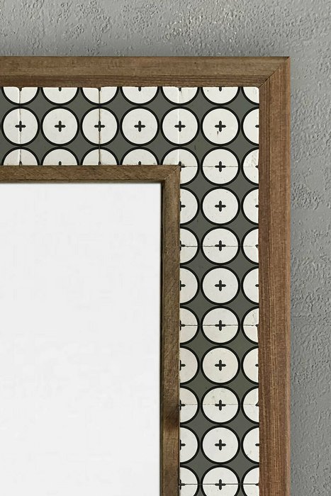 Настенное зеркало 43x63 с каменной мозаикой серо-белого цвета - лучшие Настенные зеркала в INMYROOM