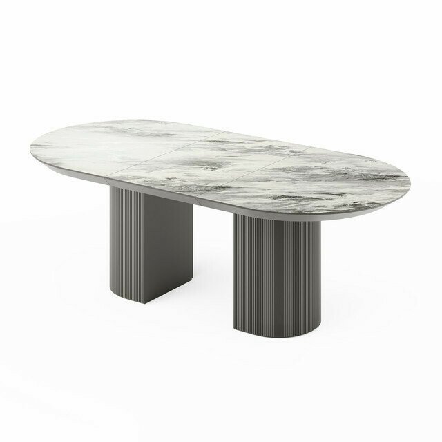 Раздвижной обеденный стол Гиртаб S серого цвета - купить Обеденные столы по цене 203889.0