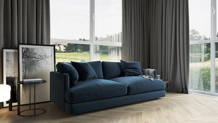 Диван-кровать Ибица синего цвета - купить Прямые диваны по цене 57000.0