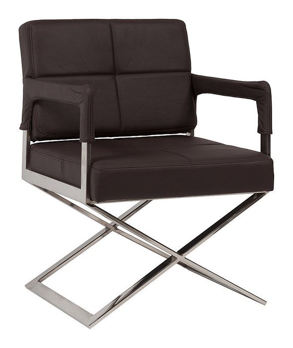 Кресло Aster X Chair Темно-коричневая Кожа  - лучшие Интерьерные кресла в INMYROOM