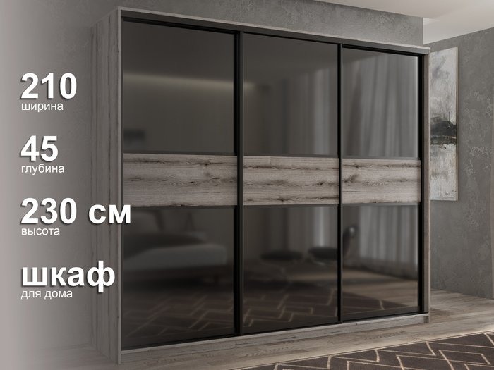 Шкаф-купе Кааппи-12 210 М цвета Эвок окаменелый  - лучшие Шкафы-купе в INMYROOM