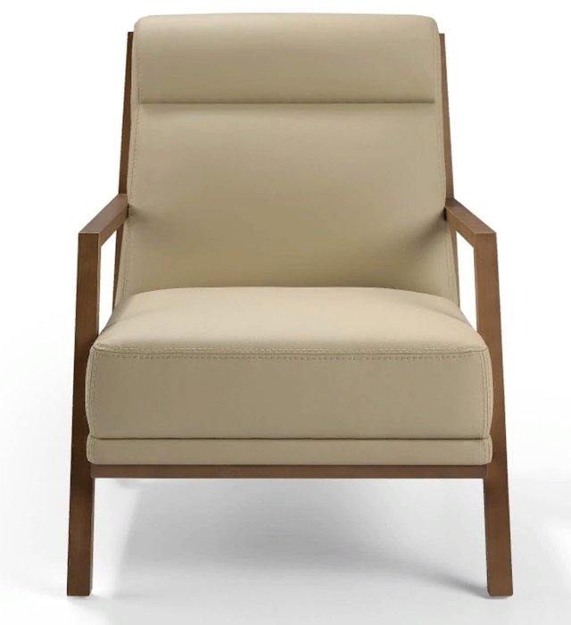 Кресло в обивке из кожи бежевого цвета  - купить Интерьерные кресла по цене 86990.0