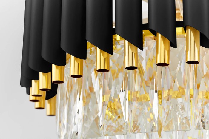 Хрустальная подвесная люстра Lumina Deco Funneli LDP 6003-550 BK+F.GD - лучшие Подвесные люстры в INMYROOM