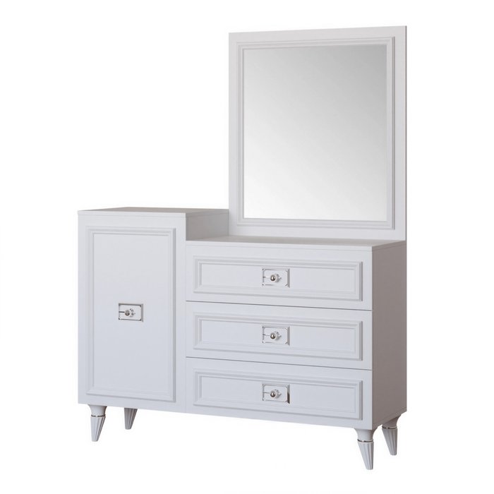 Комод Валенсия белого цвета с зеркалом Комод Валенсия белого цвета с зеркалом