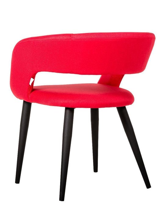 Стул с подлокотниками Hugs красного цвета на черных ножках - лучшие Обеденные стулья в INMYROOM