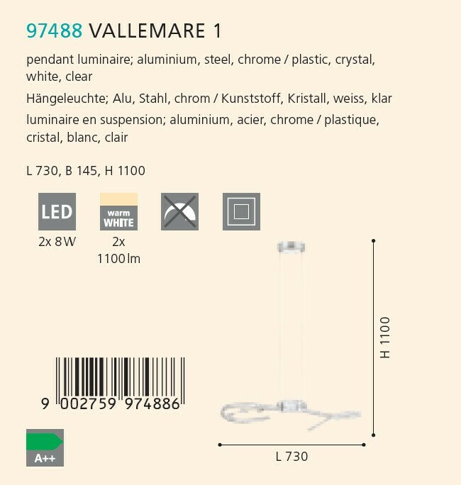 Люстра Eglo Vallemare 1 97488 - купить Подвесные светильники по цене 20790.0