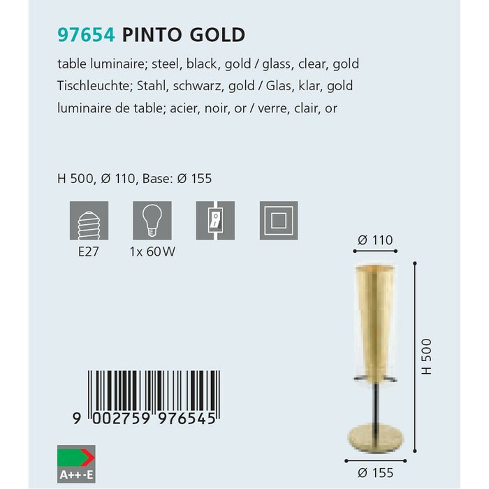 Лампа настольная Eglo Pinto Gold 97654 - лучшие Настольные лампы в INMYROOM