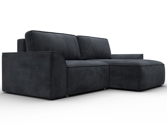 Угловой диван-кровать Лига-048 в обивке из велюра темно-серого цвета - лучшие Угловые диваны в INMYROOM Угловой диван-кровать Лига-048 в обивке из велюра темно-серого цвета - лучшие Угловые диваны в INMYROOM