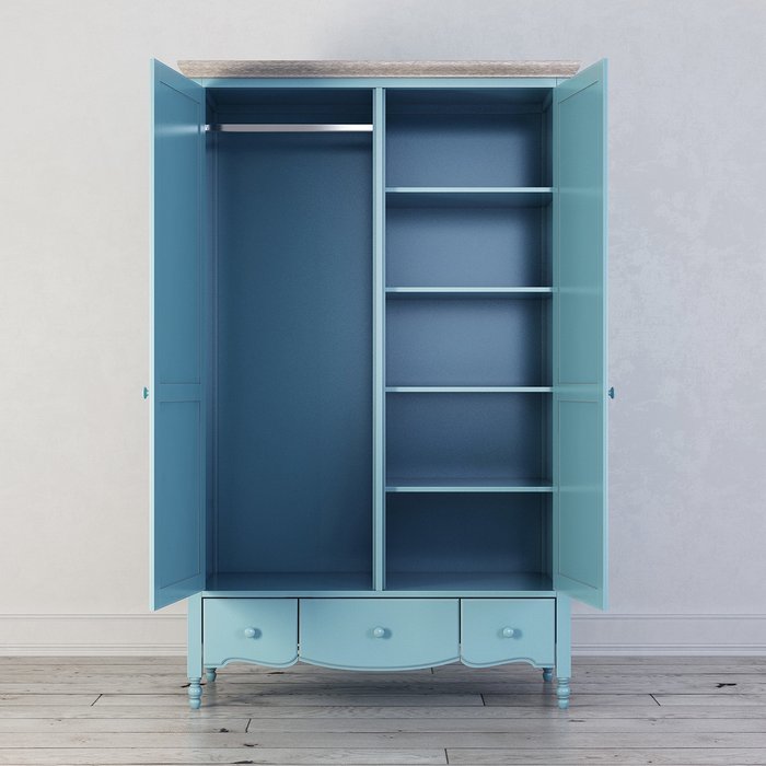 Шкаф двухстворчатый Leblanc голубого цвета  - лучшие Шкафы распашные в INMYROOM