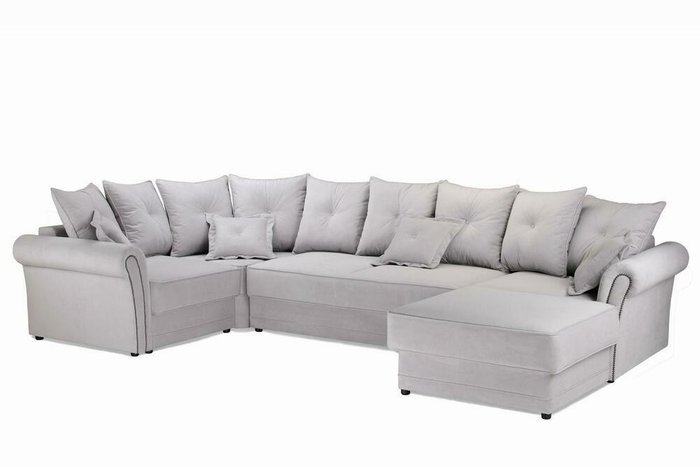 Угловой диван-кровать Мерсер Премиум серого цвета модульная система правая 