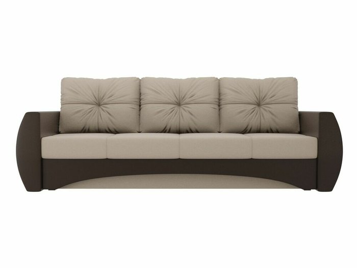 Прямой диван-кровать Сатурн бежево-коричневого цвета (ткань/экокожа) - купить Прямые диваны по цене 41990.0