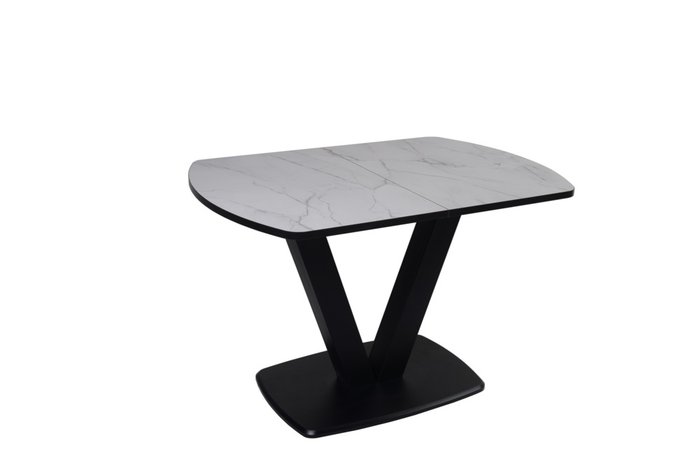 Раздвижной обеденный стол Саен с черным основавнием  - лучшие Обеденные столы в INMYROOM
