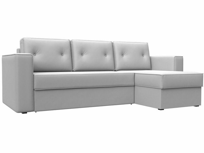 Угловой диван-кровать Принстон белого цвета правый угол (экокожа)
