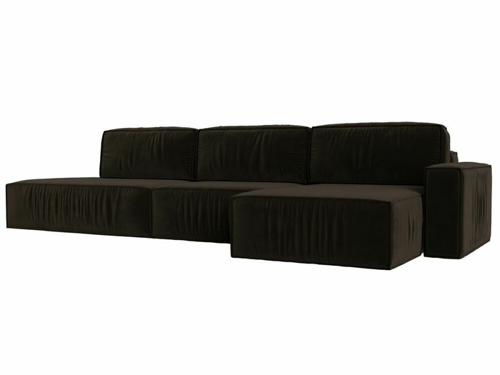 Угловой диван-кровать Прага модерн лонг коричневого цвета правый угол