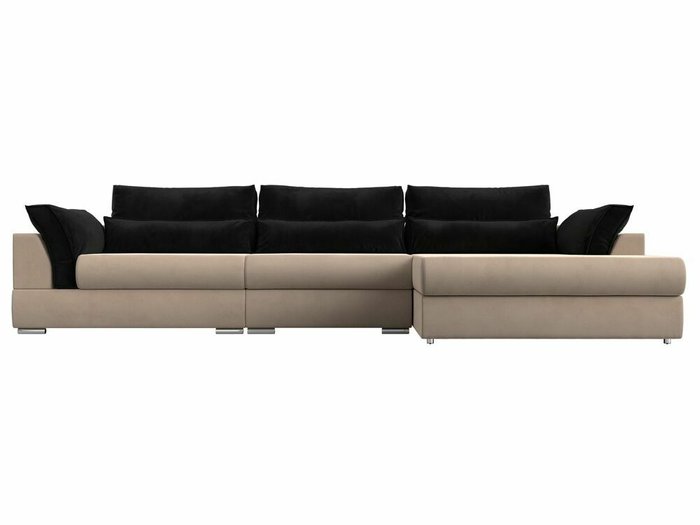 Угловой диван-кровать Пекин Long черно-бежевого цвета угол правый - купить Угловые диваны по цене 112999.0