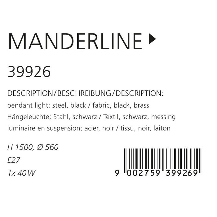 Подвесной светильник Manderline черного цвета - лучшие Подвесные светильники в INMYROOM