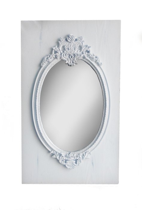 Зеркало настенное Белые розы прованса в раме белого цвета - купить Настенные зеркала по цене 10213.0