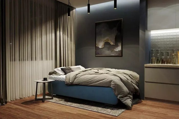 Диван-кровать Лаки серо-синего цвета - лучшие Прямые диваны в INMYROOM